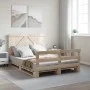 Solid pine wood bed frame with headboard 140x200 cm by , Beds and slatted bases - Ref: Foro24-3281558, Price: 213,30 €, Disco...