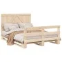 Solid pine wood bed frame with headboard 140x200 cm by , Beds and slatted bases - Ref: Foro24-3281558, Price: 213,30 €, Disco...