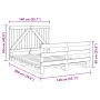 Solid pine wood bed frame with headboard 140x200 cm by , Beds and slatted bases - Ref: Foro24-3281558, Price: 215,76 €, Disco...