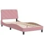 Bettgestell mit rosa Samtkopfteil 90x200 cm von , Betten und Lattenroste - Ref: Foro24-3207904, Preis: 163,06 €, Rabatt: %