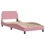 Bettgestell mit rosa Samtkopfteil 90x200 cm von , Betten und Lattenroste - Ref: Foro24-3207904, Preis: 163,06 €, Rabatt: %