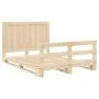 Solid pine wood bed frame with headboard 140x200 cm by , Beds and slatted bases - Ref: Foro24-3281540, Price: 217,20 €, Disco...