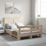 Solid pine wood bed frame with headboard 140x200 cm by , Beds and slatted bases - Ref: Foro24-3281540, Price: 217,20 €, Disco...