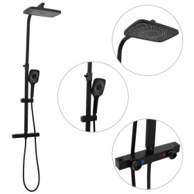 Doppelduschkopf-Set mit Mischer und schwarzer Messing-Flexleitung. von , Duschköpfe - Ref: Foro24-4013454, Preis: 173,79 €, R...