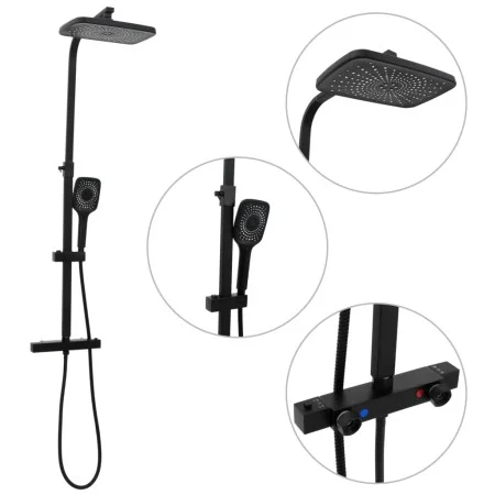 Doppelduschkopf-Set mit Mischer und schwarzer Messing-Flexleitung. von , Duschköpfe - Ref: Foro24-4013454, Preis: 171,13 €, R...