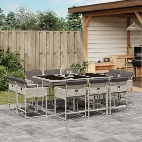 Garten-Essgruppe 11-teilig mit grauen Polstern aus synthetischem Rattan. von , Gartensets - Ref: Foro24-3278158, Preis: 727,2...
