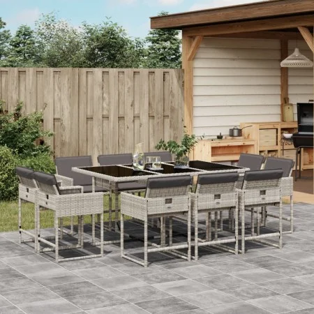 Garten-Essgruppe 11-teilig mit grauen Polstern aus synthetischem Rattan. von , Gartensets - Ref: Foro24-3278158, Preis: 727,2...