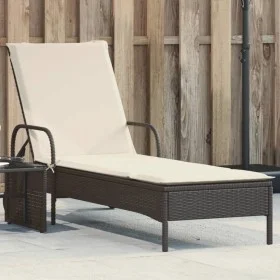 Liegestuhl mit Rädern und Kissen aus schwarzem synthetischem Rattan von , Liegen - Ref: Foro24-368308, Preis: 166,69 €, Rabat...