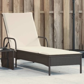 Liegestuhl mit Rädern und Kissen aus schwarzem synthetischem Rattan von , Liegen - Ref: Foro24-368308, Preis: 170,23 €, Rabat...