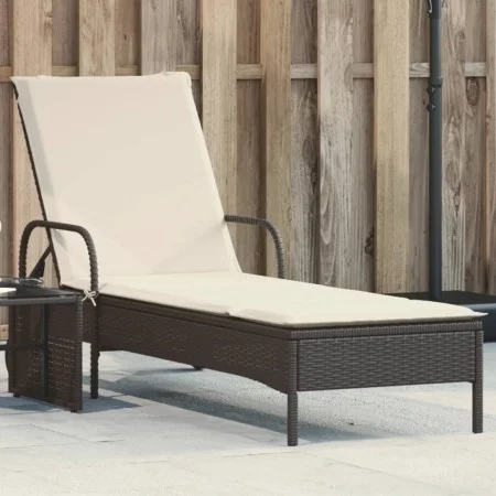 Liegestuhl mit Rädern und Kissen aus schwarzem synthetischem Rattan von , Liegen - Ref: Foro24-368308, Preis: 166,63 €, Rabat...