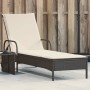 Tumbona con ruedas y cojín ratán sintético negro by , Loungers - Ref: Foro24-368308, Price: 156,02 €, Discount: %