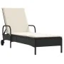 Liegestuhl mit Rädern und Kissen aus schwarzem synthetischem Rattan von , Liegen - Ref: Foro24-368308, Preis: 166,63 €, Rabat...