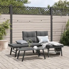 Bancos de jardín cojines 3 pzas acero recubrimiento polvo negro by , Garden sets - Ref: Foro24-3283710, Price: 274,52 €, Disc...