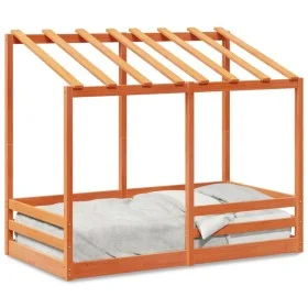 Cama infantil con techo madera maciza pino marrón 70x140 cm de , Camas y somieres - Ref: Foro24-847017, Precio: 107,88 €, Des...