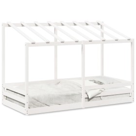 Kinderbett mit massivem Kieferndach in Weiß 90x200 cm von , Betten und Lattenroste - Ref: Foro24-847001, Preis: 130,41 €, Rab...