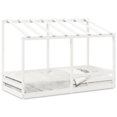 Kinderbett mit massivem Kieferndach in Weiß 90x200 cm von , Betten und Lattenroste - Ref: Foro24-847001, Preis: 129,43 €, Rab...