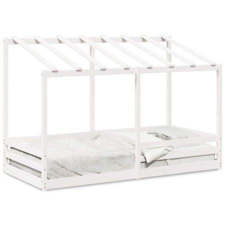 Kinderbett mit massivem Kieferndach in Weiß 90x200 cm von , Betten und Lattenroste - Ref: Foro24-847001, Preis: 130,41 €, Rab...