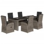Set comedor jardín 7 pzas y cojines ratán sintético gris de , Conjuntos de jardín - Ref: Foro24-3277602, Precio: 1,00 €, Desc...