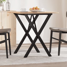 Mesa de comedor marco X madera maciza pino y acero 70x70x75 cm by , Kitchen and dining tables - Ref: Foro24-3282693, Price: 7...