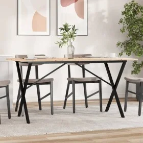 Mesa de comedor marco X madera maciza pino y acero 140x80x75cm by , Kitchen and dining tables - Ref: Foro24-3282698, Price: 1...