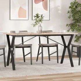 Esstisch mit massivem Kiefernholzrahmen und -beinen und Stahl 160x80x75cm. von , Küchen- und Esstische - Ref: Foro24-3282721,...
