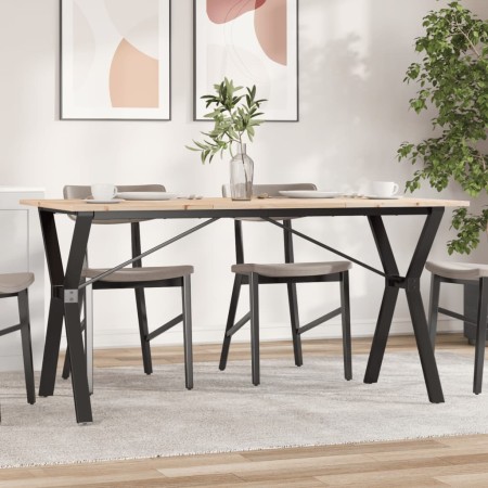 Esstisch mit massivem Kiefernholzrahmen und -beinen und Stahl 160x80x75cm. von , Küchen- und Esstische - Ref: Foro24-3282721,...