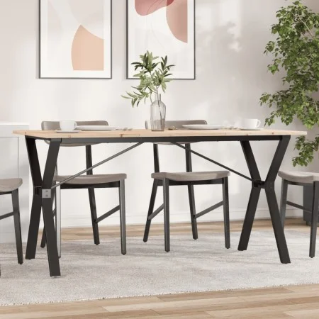 Esstisch mit massivem Kiefernholzrahmen und -beinen und Stahl 160x80x75cm. von , Küchen- und Esstische - Ref: Foro24-3282721,...