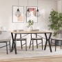 Esstisch mit massivem Kiefernholzrahmen und -beinen und Stahl 160x80x75cm. von , Küchen- und Esstische - Ref: Foro24-3282721,...