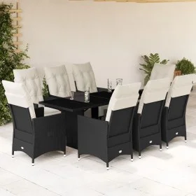 Set de comedor de jardín 9 pzas y cojines ratán sintético negro by , Garden sets - Ref: Foro24-3276870, Price: 1,00 €, Discou...