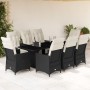 Set de comedor de jardín 9 pzas y cojines ratán sintético negro de , Conjuntos de jardín - Ref: Foro24-3276870, Precio: 1,00 €