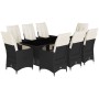 Set de comedor de jardín 9 pzas y cojines ratán sintético negro de , Conjuntos de jardín - Ref: Foro24-3276870, Precio: 1,00 €