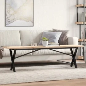 Mesa de centro marco X madera maciza pino y acero 160x40x45,5cm by , Kitchen and dining tables - Ref: Foro24-3282756, Price: ...