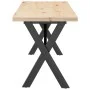 Mesa de centro marco X madera maciza pino y acero 160x40x45,5cm by , Kitchen and dining tables - Ref: Foro24-3282756, Price: ...