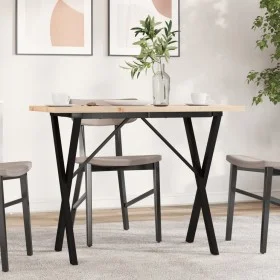 Mesa de comedor marco X madera maciza pino acero 100x50x75,5 cm by , Kitchen and dining tables - Ref: Foro24-3282763, Price: ...