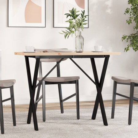 Esstisch mit massivem Kiefernholzrahmen und Stahlgestell 100x50x75,5 cm. von , Küchen- und Esstische - Ref: Foro24-3282763, P...