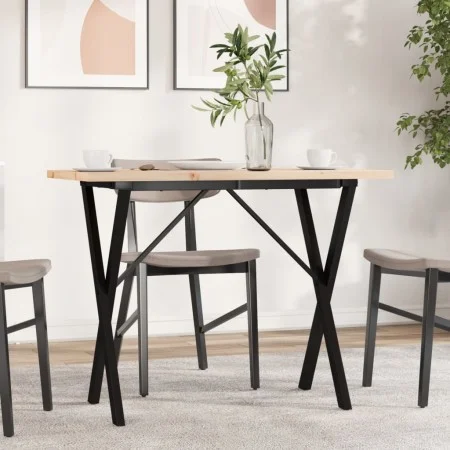 Mesa de comedor marco X madera maciza pino acero 100x50x75,5 cm by , Kitchen and dining tables - Ref: Foro24-3282763, Price: ...