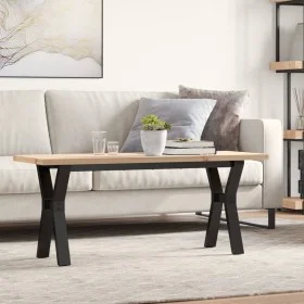 Massivholz- und Stahlrahmen-Couchtisch aus Kiefernholz, 110x40x45,5 cm. von , Küchen- und Esstische - Ref: Foro24-3282777, Pr...