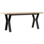 Massivholz- und Stahlrahmen-Couchtisch aus Kiefernholz, 110x40x45,5 cm. von , Küchen- und Esstische - Ref: Foro24-3282777, Pr...