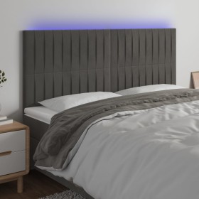 Cabecero con luces LED terciopelo gris oscuro 180x5x118/128 cm en Cabeceros y pies de cama | Comprar online en Foro24