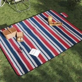 Manta de picnic plegable terciopelo rayas rojo azul 200x150 cm by , Camping and hiking - Ref: Foro24-4004207, Price: 23,16 €,...