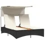 Tumbona doble con capota y cojines ratán sintético negro by , Loungers - Ref: Foro24-365621, Price: 292,48 €, Discount: %