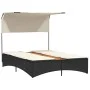 Tumbona doble con capota y cojines ratán sintético negro by , Loungers - Ref: Foro24-365621, Price: 292,48 €, Discount: %