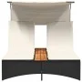 Tumbona doble con capota y cojines ratán sintético negro by , Loungers - Ref: Foro24-365621, Price: 292,48 €, Discount: %
