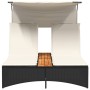 Tumbona doble con capota y cojines ratán sintético negro by , Loungers - Ref: Foro24-365621, Price: 264,52 €, Discount: %