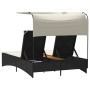 Tumbona doble con capota y cojines ratán sintético negro by , Loungers - Ref: Foro24-365621, Price: 264,52 €, Discount: %