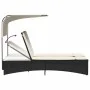 Tumbona doble con capota y cojines ratán sintético negro by , Loungers - Ref: Foro24-365621, Price: 292,48 €, Discount: %