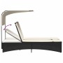 Tumbona doble con capota y cojines ratán sintético negro by , Loungers - Ref: Foro24-365621, Price: 264,52 €, Discount: %