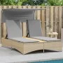 Tumbona doble con capota y cojines ratán sintético beige mix by , Loungers - Ref: Foro24-365623, Price: 360,40 €, Discount: %