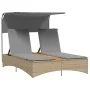 Tumbona doble con capota y cojines ratán sintético beige mix by , Loungers - Ref: Foro24-365623, Price: 360,40 €, Discount: %