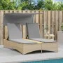 Tumbona doble con capota y cojines ratán sintético beige mix by , Loungers - Ref: Foro24-365623, Price: 360,40 €, Discount: %